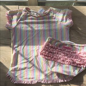 Ruffle Butts Colorful Striped Swim Set with Ruffles